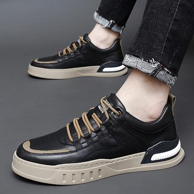 Men Genuine Leather Casual Shoes Lace Up Black Whote Leisure Sneakers Shoes Zapatos Mujer Men's Male Tennis Sneakers Shoes