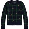 Polo megztinis FW25 Šuns siuvinėjimas Vilna Apvalus kaklas Mygtukai priekyje Vaikams megztinis 313978877-001
