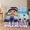 Cute Gabbys Dollhouse Cartoon Girl Kids Flannel Blanket Soft Warm Throw Blanket for Bed Bedroom Room Living Room Christmas Gift