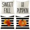 New Thanksgiving Pillowcase Festive Home Black and White Striped Pumpkin Leaf Pillowcase