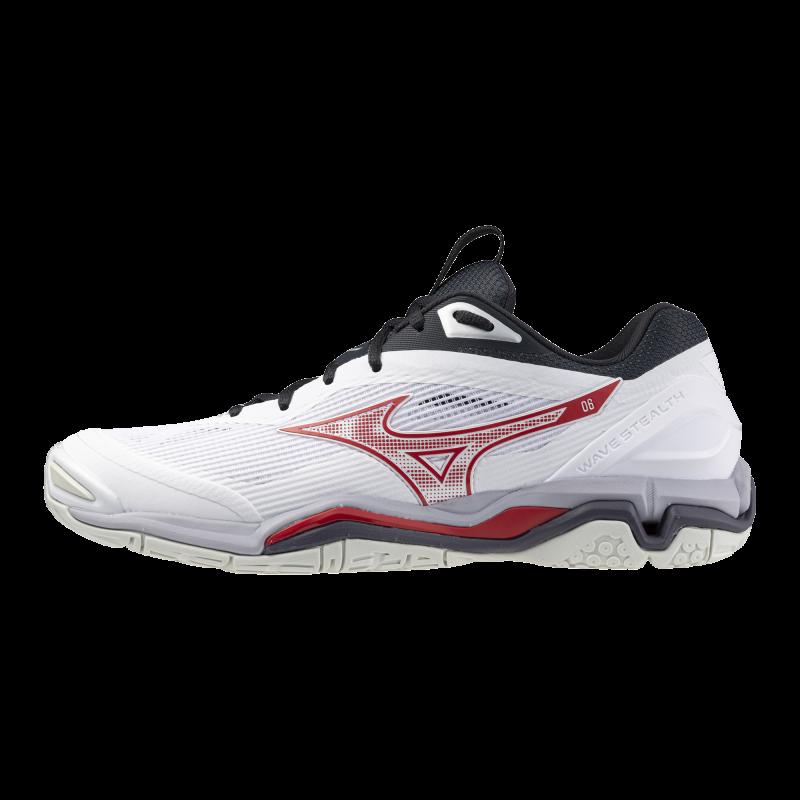 Sportschuhe Mizuno Weiß / Salsa / Schwarz Wave Stealth 6