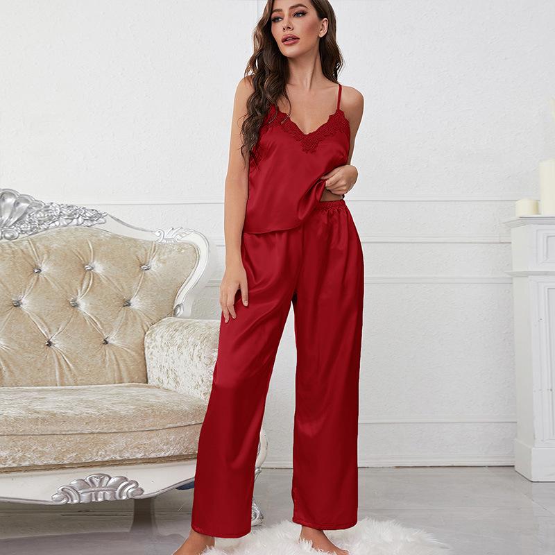 

Silk Lace Camisole Nightgown - Breathable, Slimming, Sexy Women s Sleepwear for Spring/Summer Medium