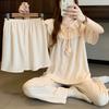 French Court Style Summer Round Neck Pajamas Women'S Short-Sleeved Three-Piece Temperament Girl Cloud Cotton Loungewear
