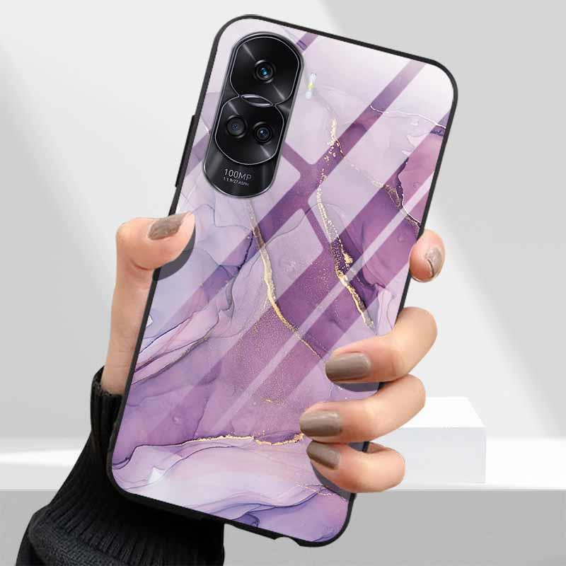 Tempered Glass Hard Cover For Honor 90 Lite 5G Case Lovely Marble Funda Coque For Honor 90 Pro Honor90 90Lite 90Pro Phone Shells