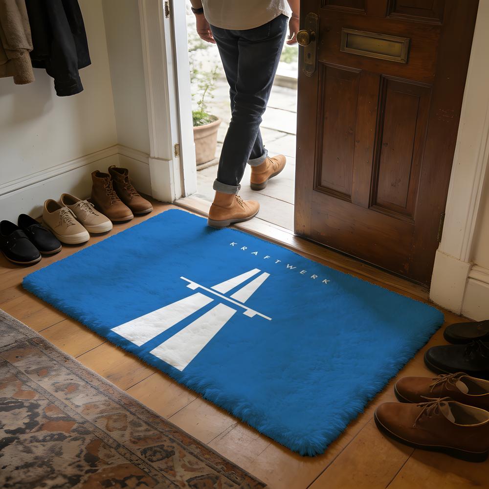 Fashion Band KKraftwerk Floor Mat Soft Flannel Absorbent Mat Non-Slip Rug Home Bedroom Bathroom