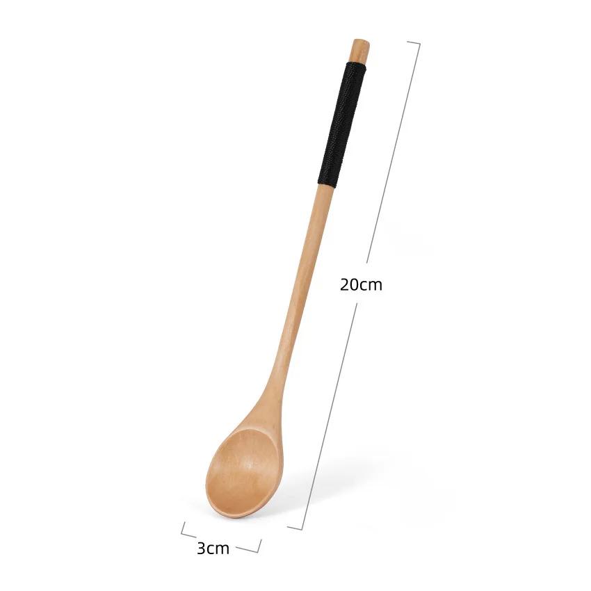 1Pc Wooden Tea Spoon Long Coffee Spoons Teaspoon Wood Honey Dessert Spoon Coffee Drink Stirrer Teaspoons Tableware