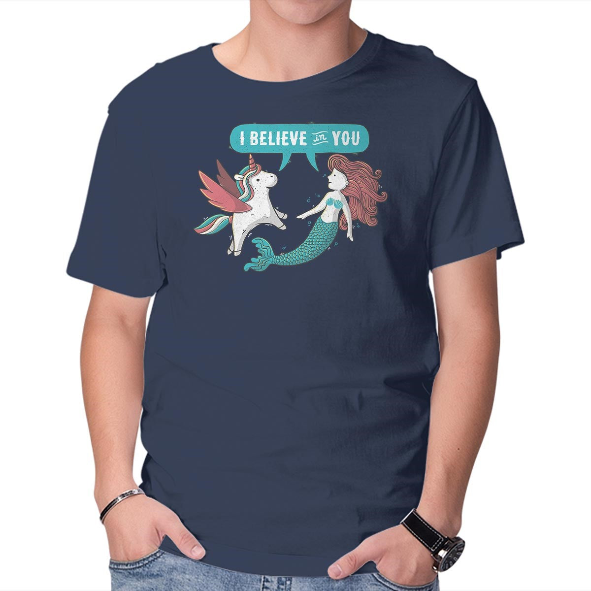 Unisex Crew Neck T-Shirt I Believe In You Graphic Short Sleeve Casual Tee XXXL