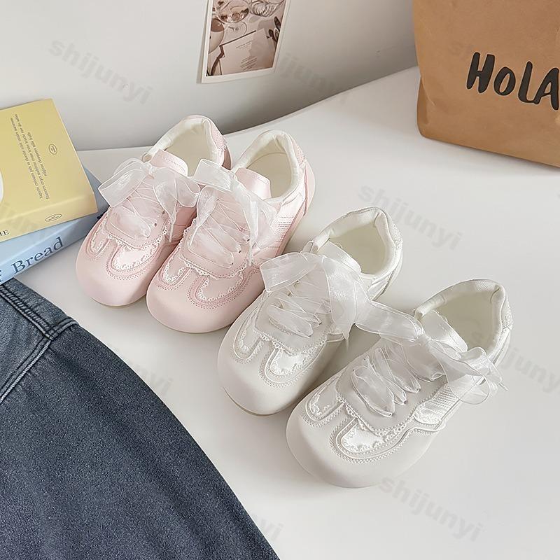 Fashion Women Ballet Flat Shoes 2025 Retro Lace Leisure Shoes Comfortable Non Slip Soft Soled Outdoor Sports Shoes Flats Zapatos Mujer