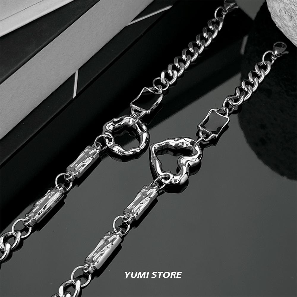 Titanium Steel Heart Bracelet Geometry Charm Non-Fading Couple Accessories Wholesale Gift for Men And Women Unisex Fashion