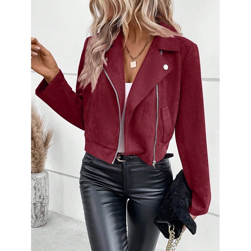 European and American Winter Slim fit Short Lapel Zip-up Jacket Short coat Women Short Jacket for Women