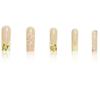 24Pcs Extra Long Coffin Press On Nails, Nude with Yellow French Tips & 3D Flower & Gold Butterfly Fake Nails
