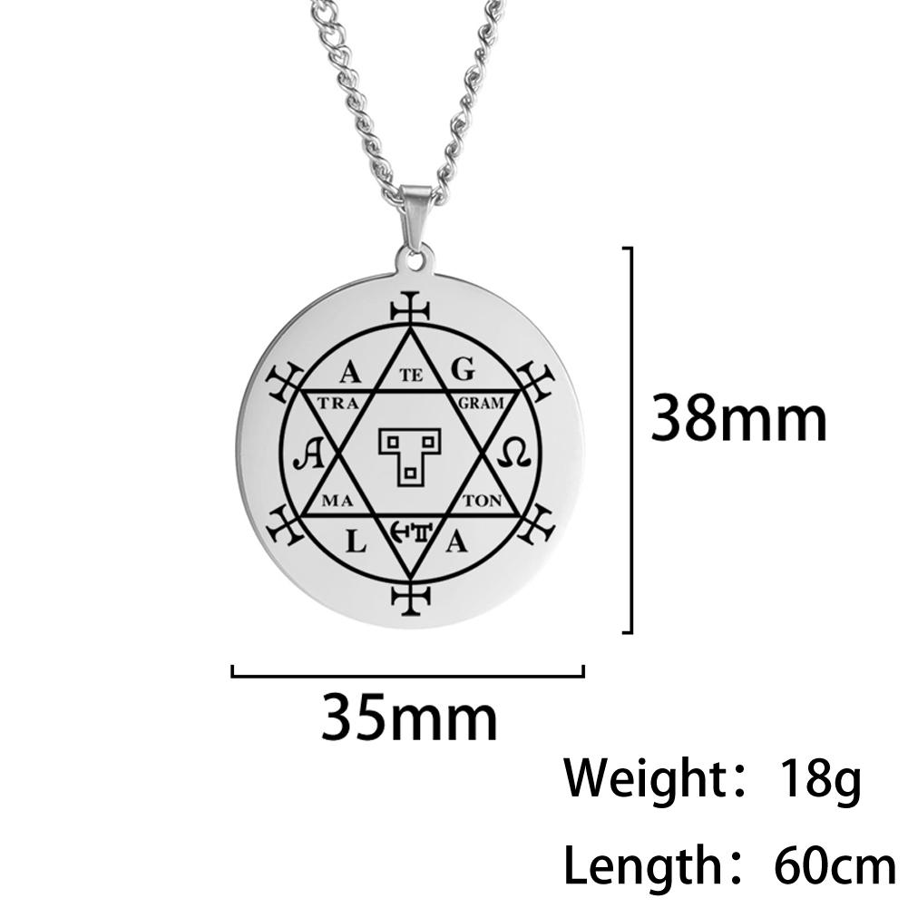 Dawapara Fortune Wheel AGLA INRI Stainless Steel Men Necklace Solomon Wealth Amulet Michael Uriel Raphael Gabriel Archangel Seal