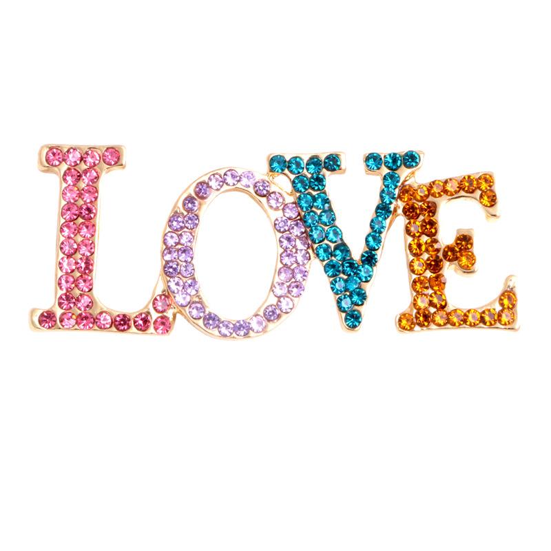 

Love letter brooch sweater rhinestone accessories women s corsage creative versatile large pin exquisite high-end diamond buckle pin