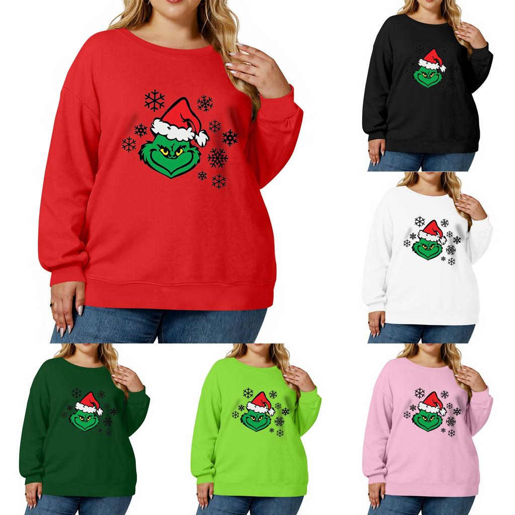 Women's Fashionable Casual Plus-Size Long Sleeve Pullover Printed Sweatshirt