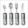 Stainless Steel Adaptive Foldable Utensil Set with Anti-Shake Rubber-Plastic Handle for Elderly Rehabilitation (Knife, Fork, Spoon)