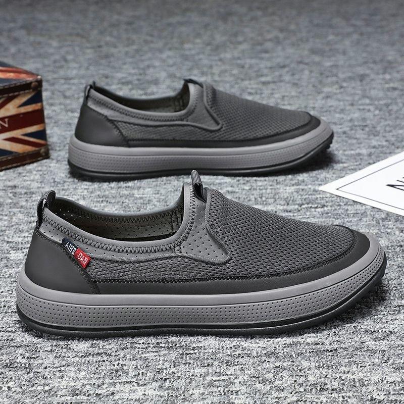 

Мужская обувь летняя дышащая тканевая обувь на одном педале ленивая удобная рабочая обувь сетчатая рабочая обувь мужская 44