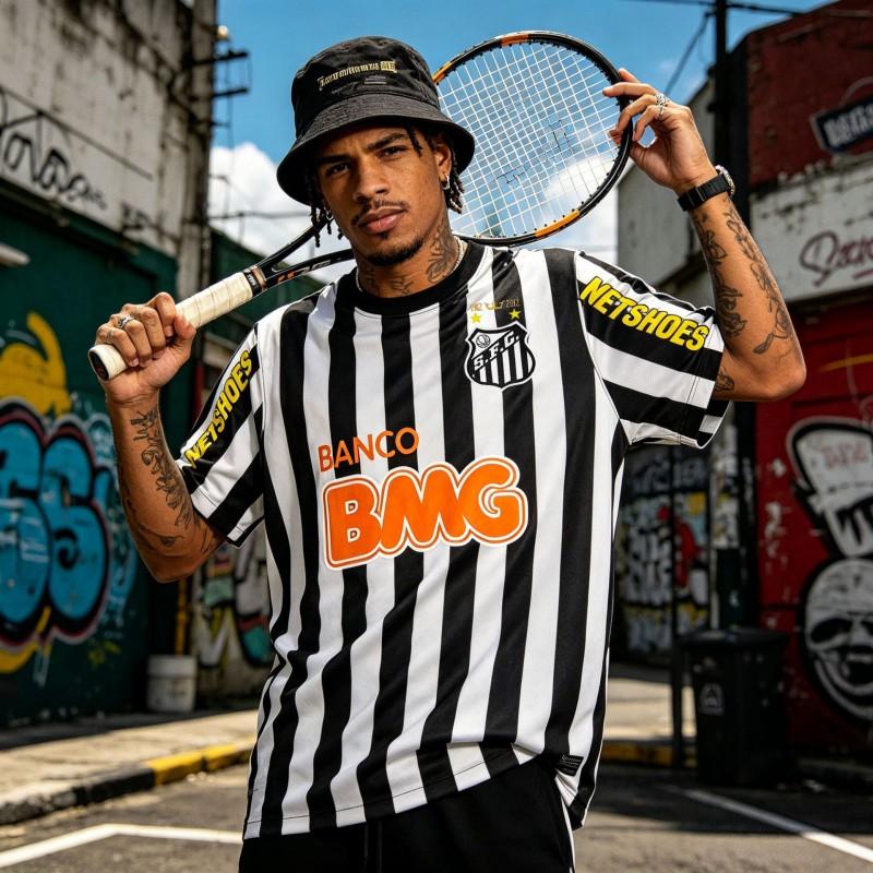 Retro Classic Santos Football Jersey Men Women Short Sleeve Casual Hip Hop Streetwear Sportswear