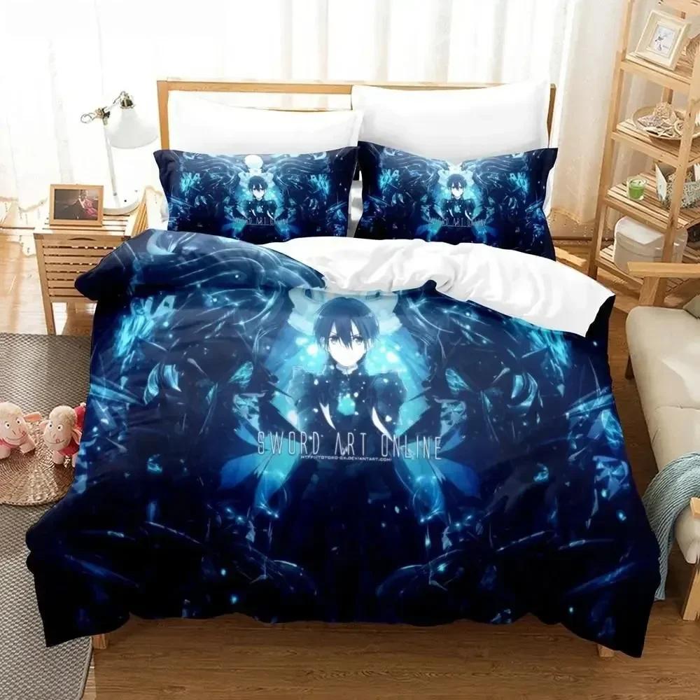 Top 3D  Sword Art Online Bedding Sets Home Textile Pillow Case 3D Bed Linen Duvet Covers Kids Gift Bed Set Home Textiles