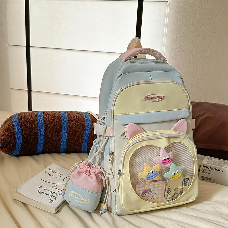 The schoolbag is fresh, cute and transparent, and the two-dimensional girl is versatile, lightweight and large-capacity class.