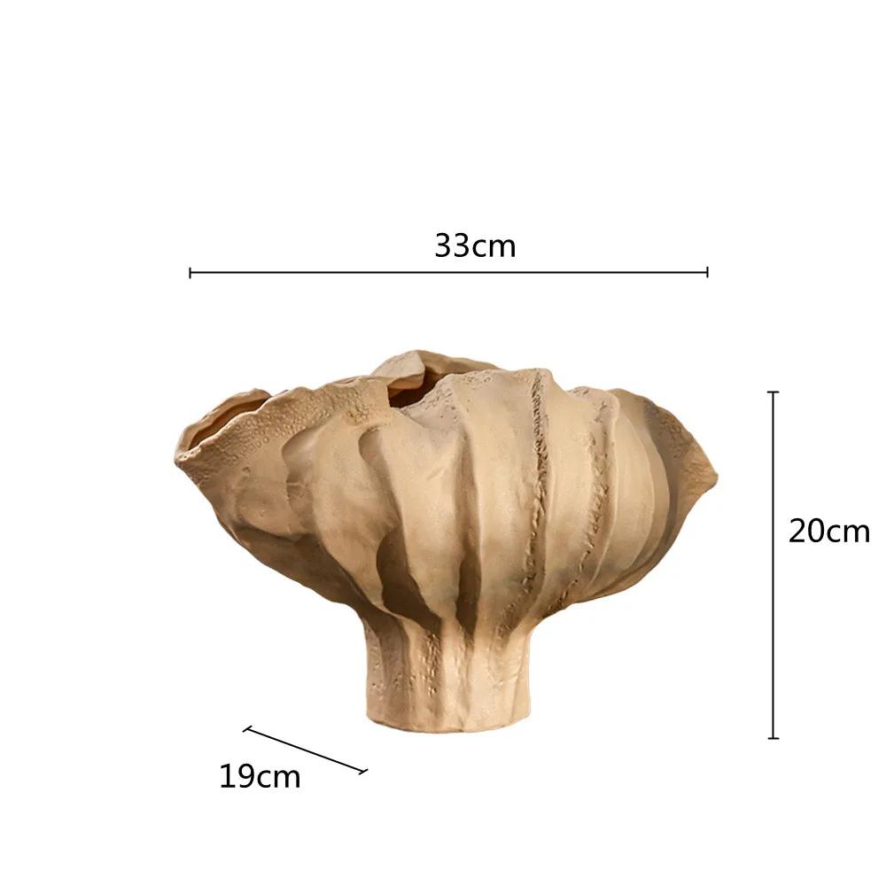 Ceramic Vase Fold Pattern Irregular Flower Wavy Shape Flower Pot Fruit Dish Desktop Storage Organization Home Decoration