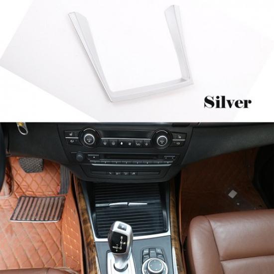 Silver Front Water Cup Holder Frame Trim Cover Molding TrimFor BMW X5 E70 08-13