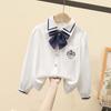 Girls Ruffled Collar Long Sleeve White Blouse Kids Elegant Lapel Button Down Shirt