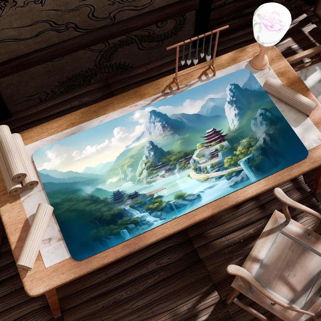Extra Large Ancient Landscape Mouse Pad - Thick, Lock Edge, One-Piece Desk Mat