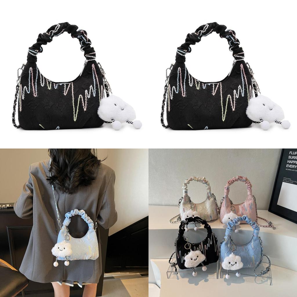 Canvas Shoulder Bag For Women With Chain Detail Perfect For Daily Casual Use