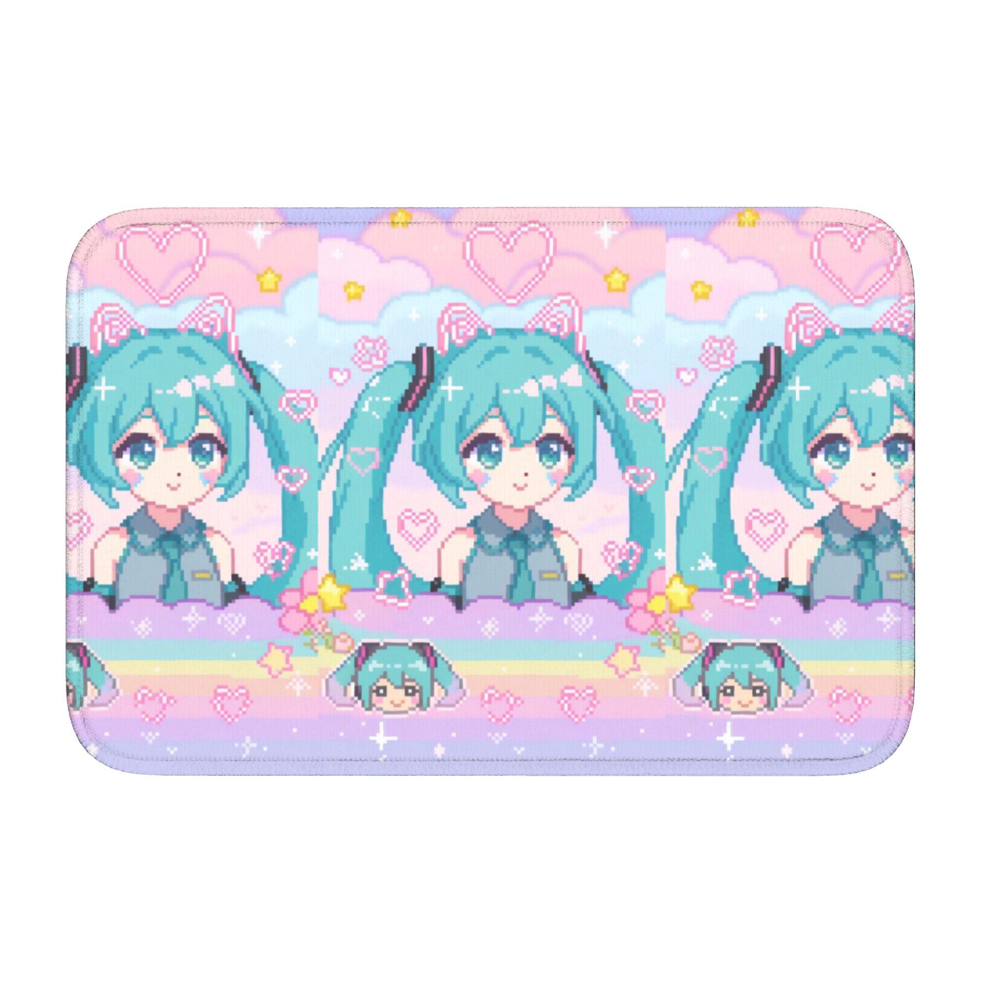 

Hatsuned Mikues Cartoon Doormat Non-Slip Bath Kitchen Welcome Mat Living Room Door Floor Entrance Carpet Rug Footpad 60cm x 90cm