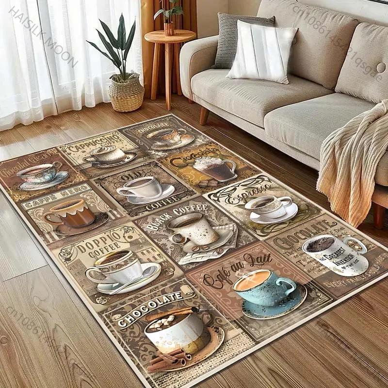 NEW! Living Room Bedroom Bedside Sofa Floor Mat 3D HD Various Flavors of Coffee Art Print Carpet Modern Home Decor Area Rug GIFT