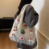 Korean Style Cute Cartoon Winter Yarn Shoulder Bag with Tassels - Versatile Large Capacity Tote