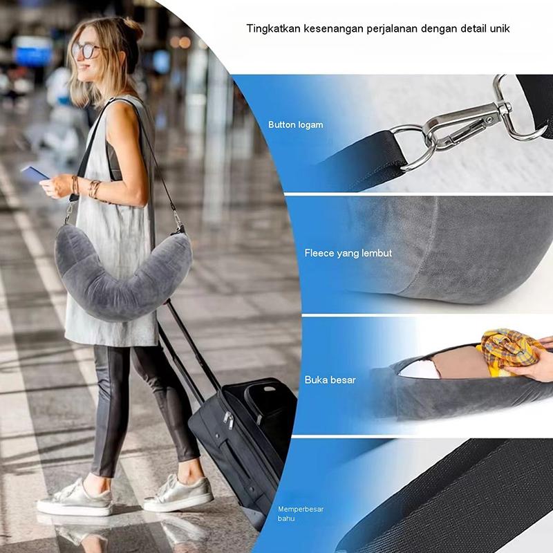 Fillable Travel Neck Pillow Case Carryable Storage Bag Airplane Cushion Travel Neck Pillow Self-filling Portable Travel Pillow