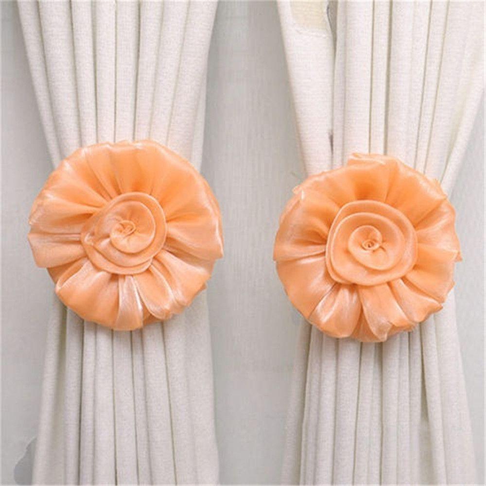 

2 шт. держатель для панели с зажимом на подхвате с цветком розы, оконная занавеска, домашний декор, держатель для галстука жёлтый