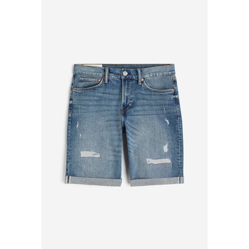 

HM Men s Jeans 2024 Summer New Arrival Silm Casual Micro Elastic Cotton Mid Waist Denim Shorts 1213213 Denim Blue 003 175/86A(34)