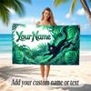 Cat Theme Soft Beach Towel Personalized Custom Name Text Towel Portable for Beach Pool Travel