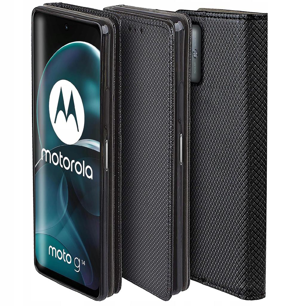 Case for Motorola Moto G14 SMART MAGNET BOOK CASE CLOSED + 9H Glass