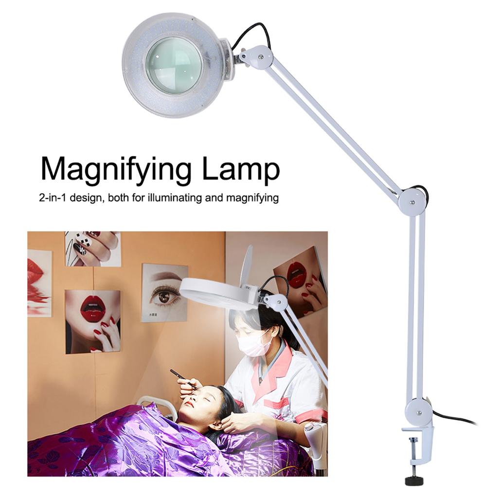 8X Illuminated Desktop Magnifying LED Lamp with Clamp Swivel Arm Reading Medical Beauty