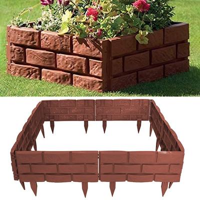 Gartenumrandung Bordüre Zaun Imitationssteine Ziegel Rasen Pflanze Blume Gras Stützpfahl Dekorative Umrandung Außenbereich DIY