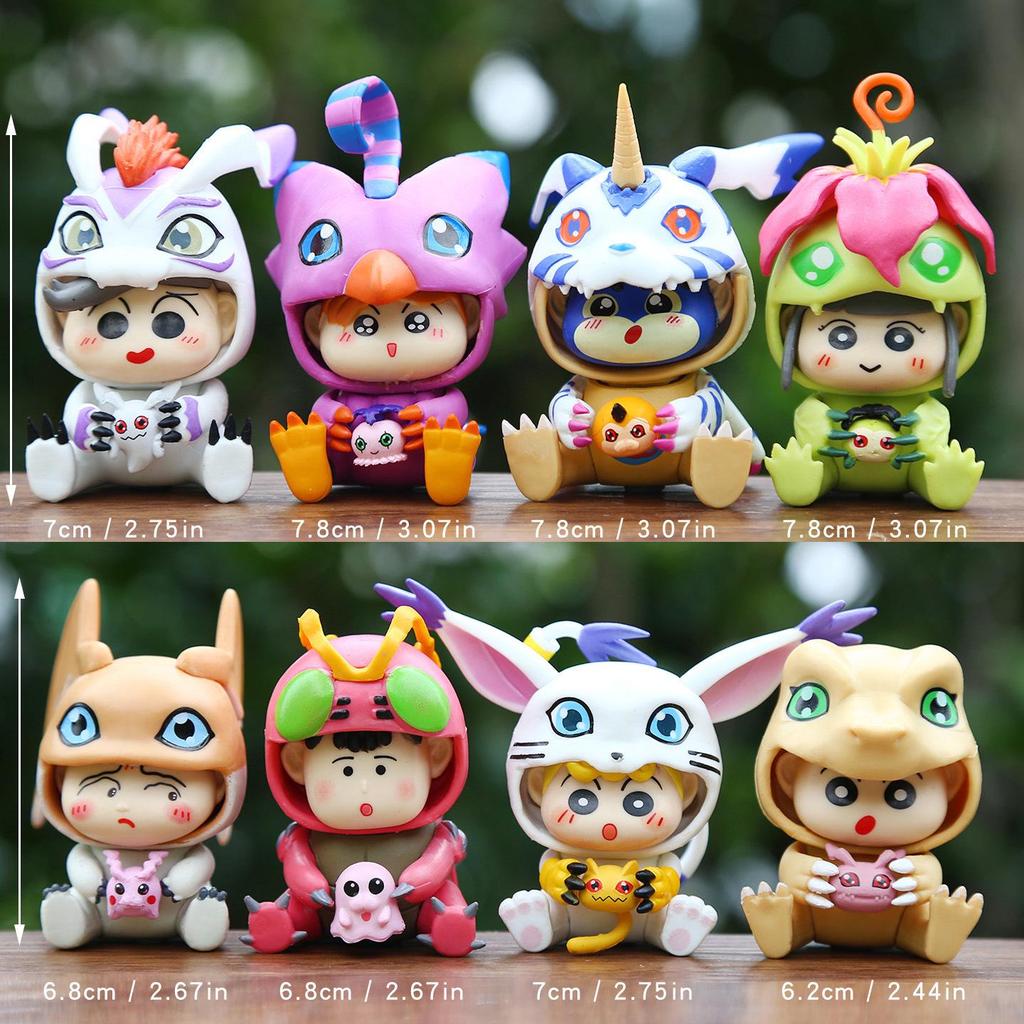 New Q Version Digimon & Shin-chan Figure Doll Blind Box - Trendy Desktop, Cake, or Car Ornament