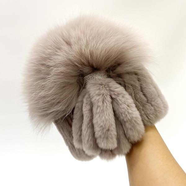 

Пушистые шапки из лисьего меха с ромбовидными хвостами, шапка из натурального меха кролика рекс для женщин, вязаные уличные теплые шапки из натурального меха, женские черепа One Size