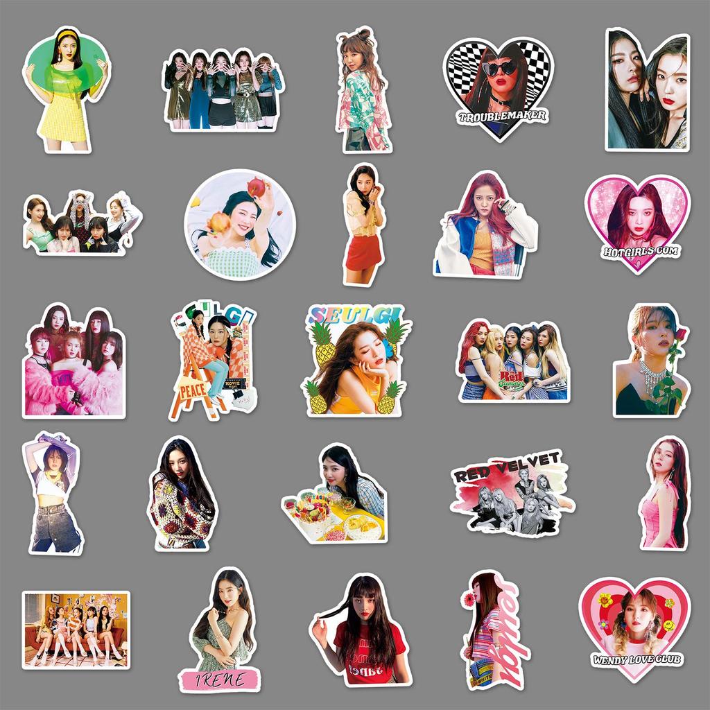 50 Red Velvet Graffiti Stickers: Korean Star Group DIY Journal & Luggage Decoration