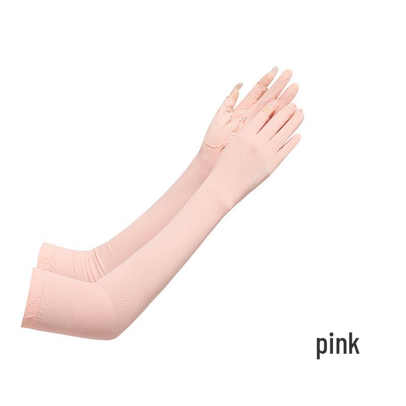 Unisex Elastic Ice Silk Sleeves for Summer Sun Protection - Non-Slip, Fingerless Design for Cycling, Hiking, and Outdoor Sports