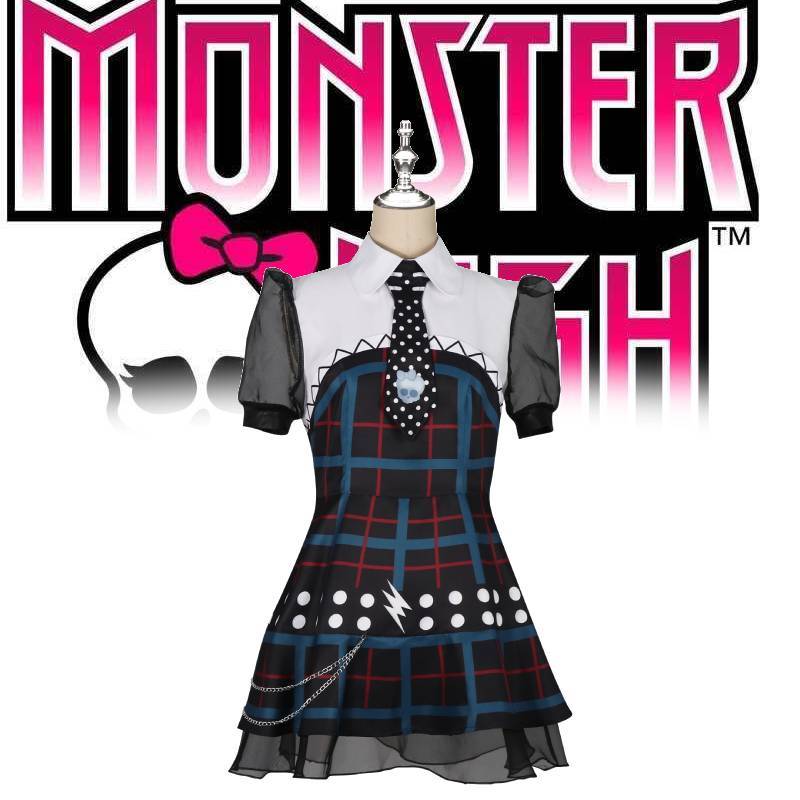 Vestido de Cosplay da Frankie Stein de Monster High Com Material Macio de Nylon Para Role Play de Anime
