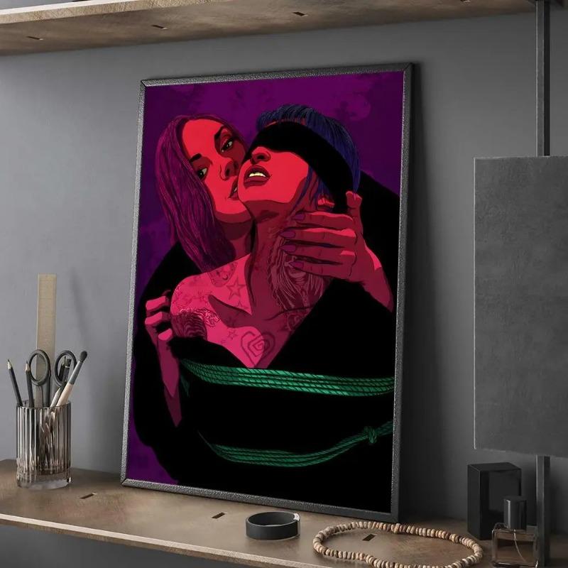 Pintura de Lienzo Abstracta Sexy Mujer Desnuda Hombres Póster Pintura Decorativa de Pared para Sala de Estar Bar Gaming