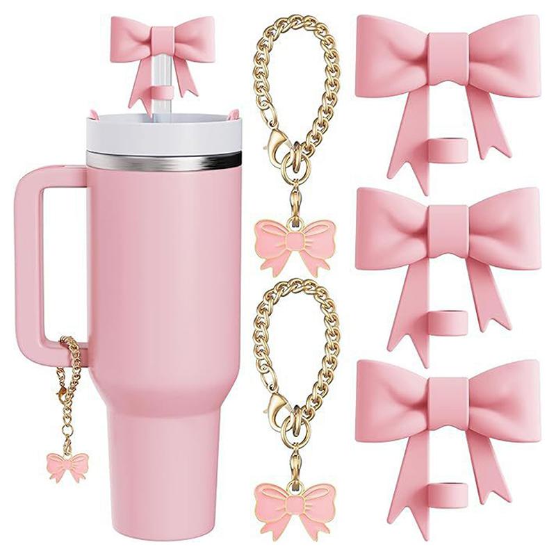 Kompatibel mit Stanley Cup Zubehör - 3 Stück Schleifenkappen, 2 Stück Schleifenanhänger für 30&40 oz Becher mit Henkel