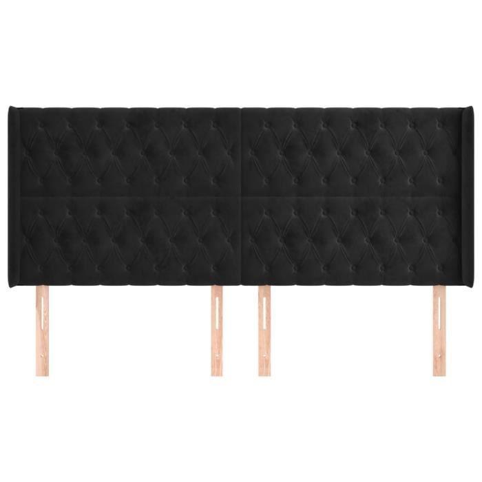 VidaXL Tête de lit avec oreilles Noir 203x16x118-128 cm Velours3119984