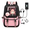 Female Spy Play House Animation Student Schoolbag Multi-Function Large Capacity Usb Charging Backpack Computer Bag