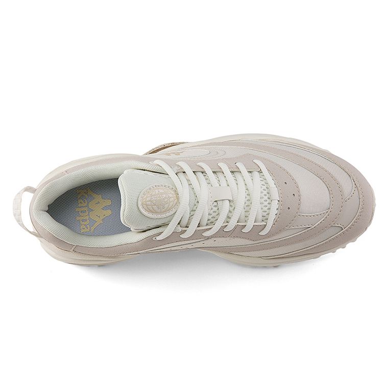 Kappa Mesh Fabric Synthetic Leather Lace-Up Shock Absorbing Wear-Resistant Support Low-Top Casual Shoes Unisex sneakers Gray White K0AY5MM30V-133