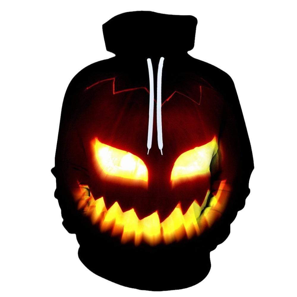 Spring and Autumn Pumpkin Halloween 3D Digital Printing Men and Women Casual Fashion Hooded Sweatshirt