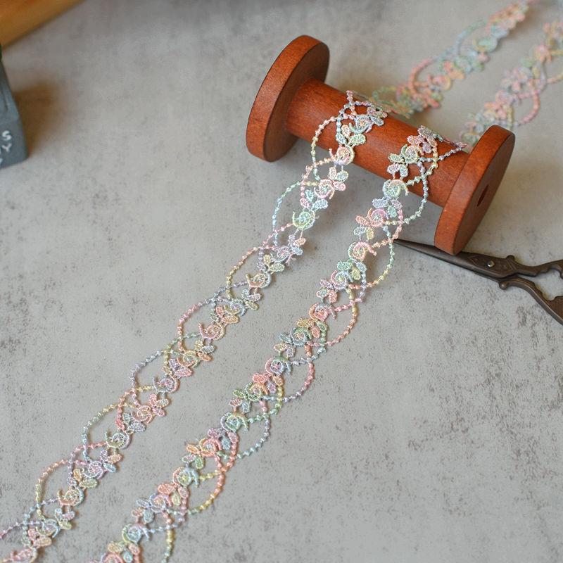 Colorful 2cm Floral Polyester Lace Trim for DIY Clothing Accessories